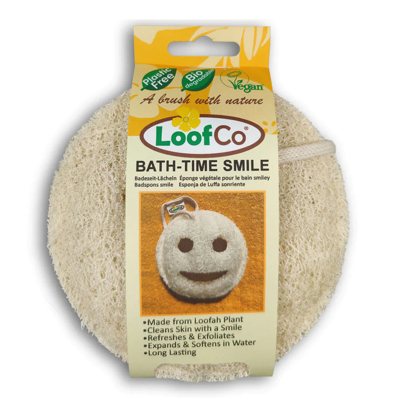 LoofCo Natural Bath-Time Smile Loofah on String